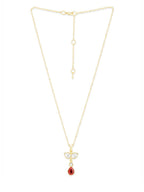 Copper Drop CZ Red Ruby Gold Link Pendant Chain Necklace Bulk