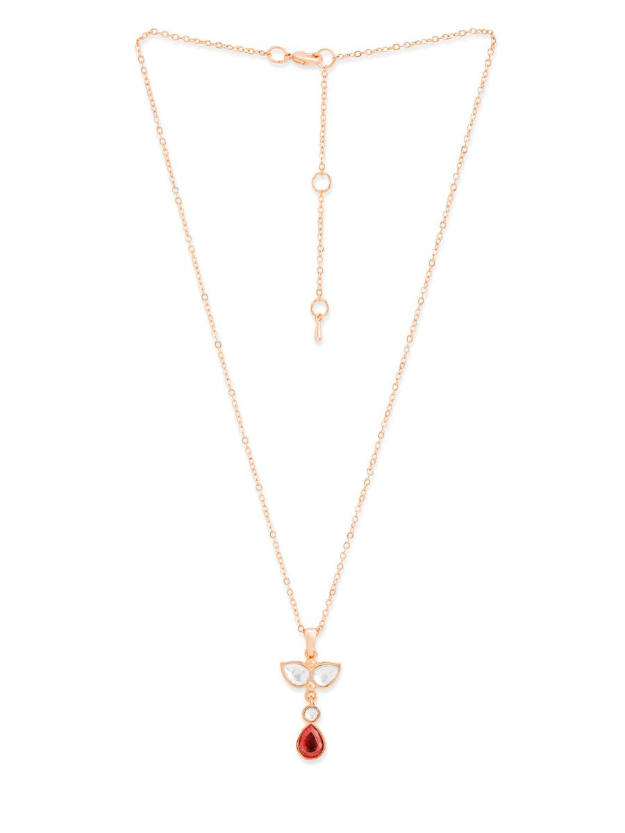 Copper Drop CZ Red Ruby Gold Link Pendant Chain Necklace Bulk