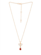 Copper Drop CZ Red Ruby Gold Link Pendant Chain Necklace Bulk