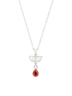 Copper Drop CZ Red Ruby Gold Link Pendant Chain Necklace Bulk