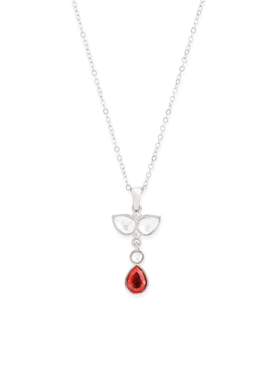 Copper Drop CZ Red Ruby Gold Link Pendant Chain Necklace Bulk