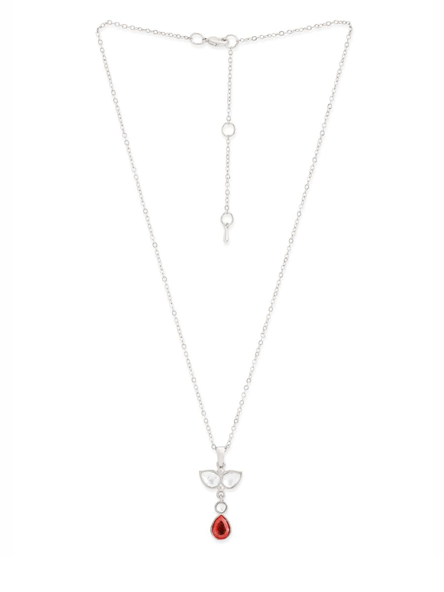 Copper Drop CZ Red Ruby Gold Link Pendant Chain Necklace Bulk