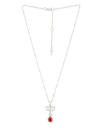 Copper Drop CZ Red Ruby Gold Link Pendant Chain Necklace Bulk