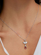 Copper Drop CZ Red Ruby Gold Link Pendant Chain Necklace Bulk
