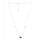 Copper Evil Eye Rhombus Cubic Zirconia Emerald Green Gold Link Pendant Chain Necklace For Women