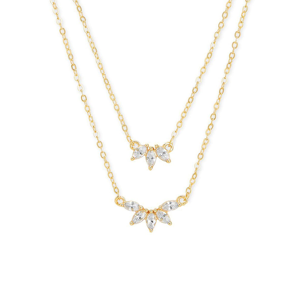 Copper Marquise Solitaires CZ Gold Link Chain Layer Necklace Bulk