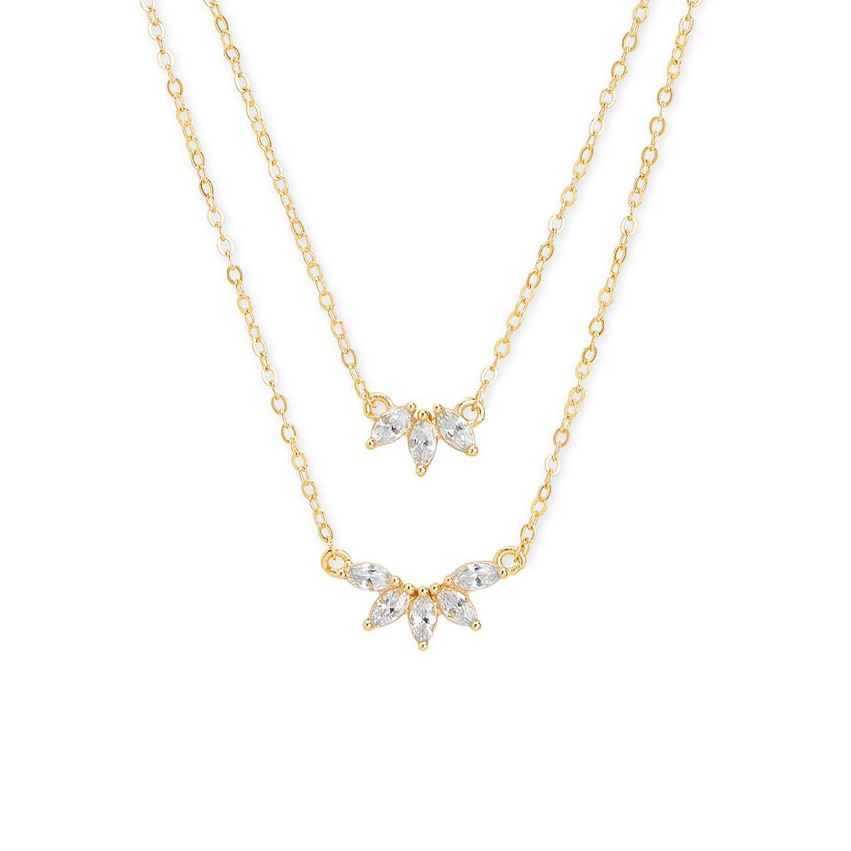Copper Marquise Solitaires CZ Gold Link Chain Layer Necklace Bulk