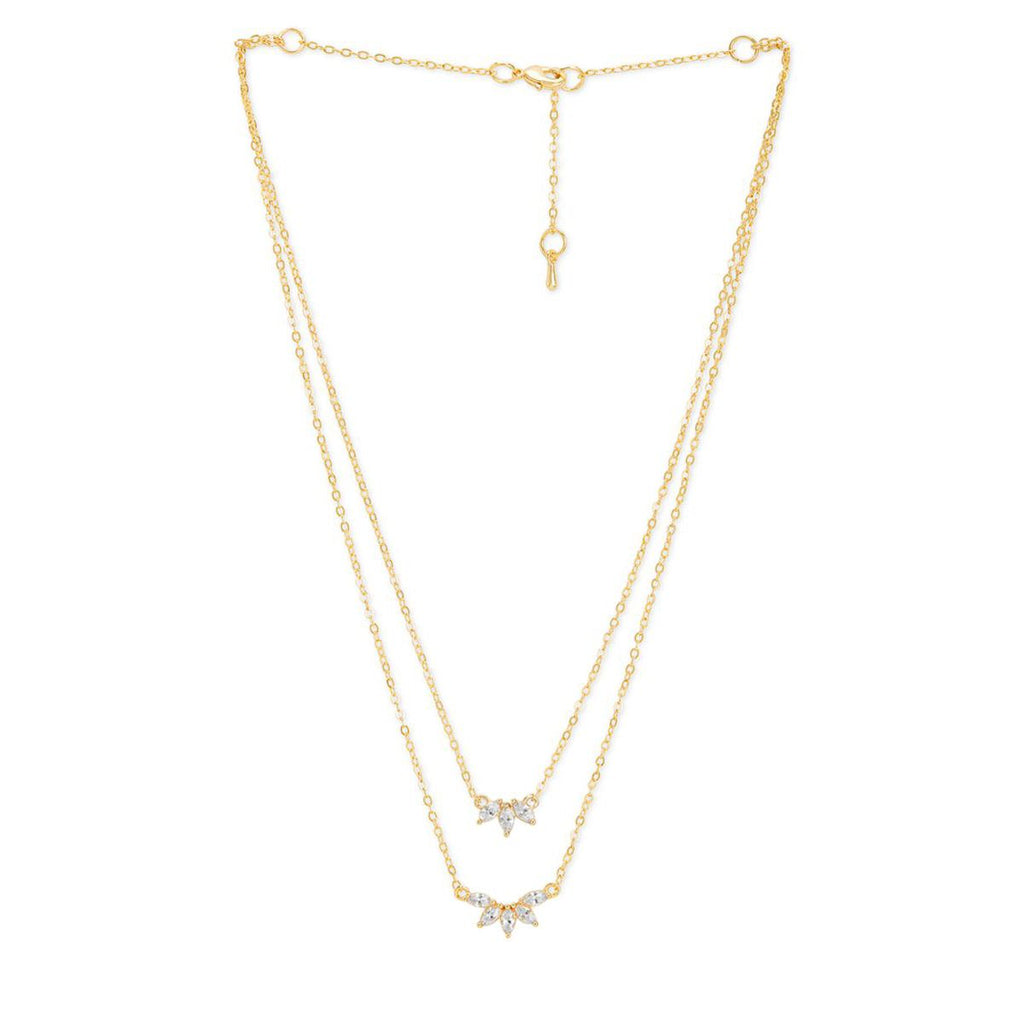 Copper Marquise Solitaires CZ Gold Link Chain Layer Necklace Bulk