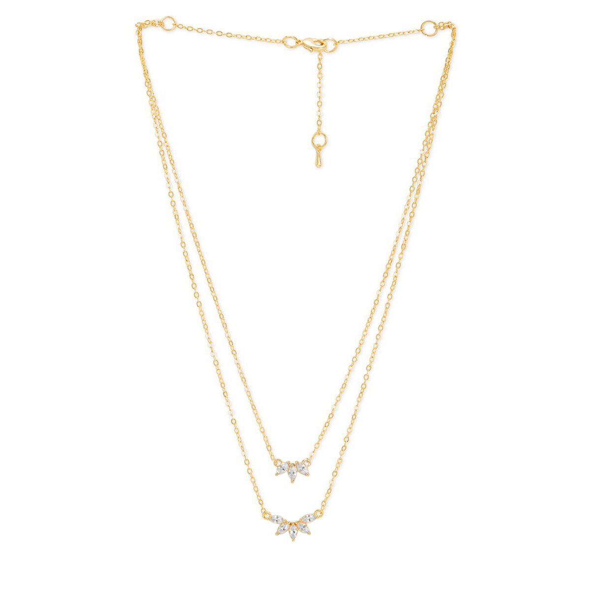 Copper Marquise Solitaires CZ Gold Link Chain Layer Necklace Bulk