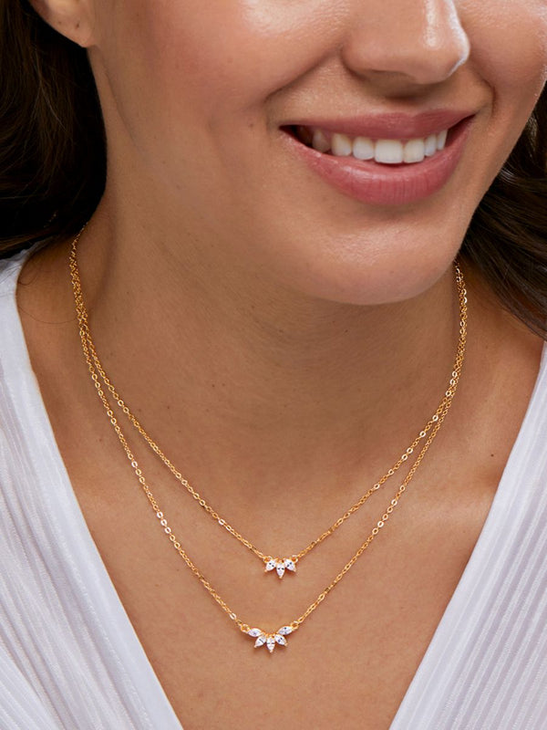 Copper Marquise Solitaires CZ Gold Link Chain Layer Necklace Bulk Main image