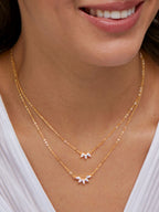 Copper Marquise Solitaires CZ Gold Link Chain Layer Necklace Bulk
