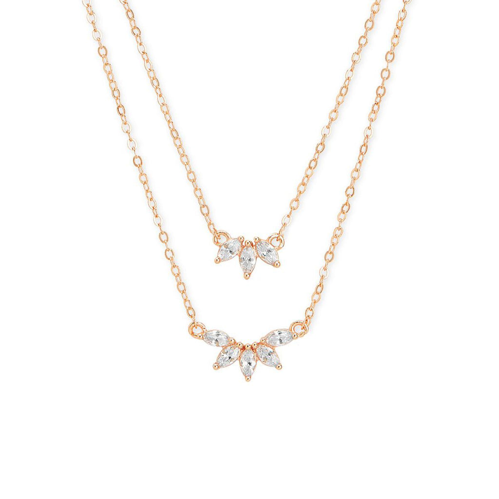 Copper Marquise Solitaires CZ Gold Link Chain Layer Necklace Bulk