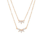 Copper Marquise Solitaires CZ Gold Link Chain Layer Necklace Bulk