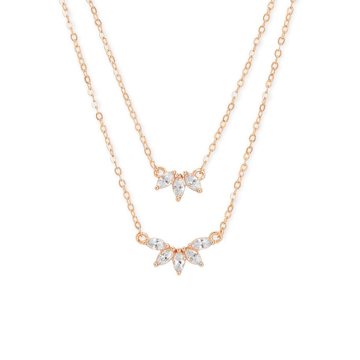 Copper Marquise Solitaires CZ Gold Link Chain Layer Necklace Bulk