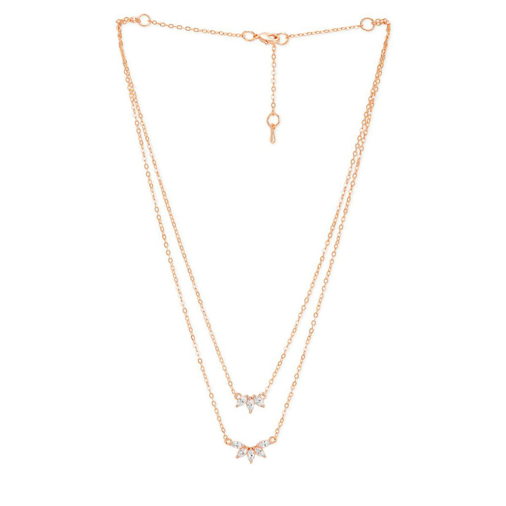 Copper Marquise Solitaires CZ Gold Link Chain Layer Necklace Bulk