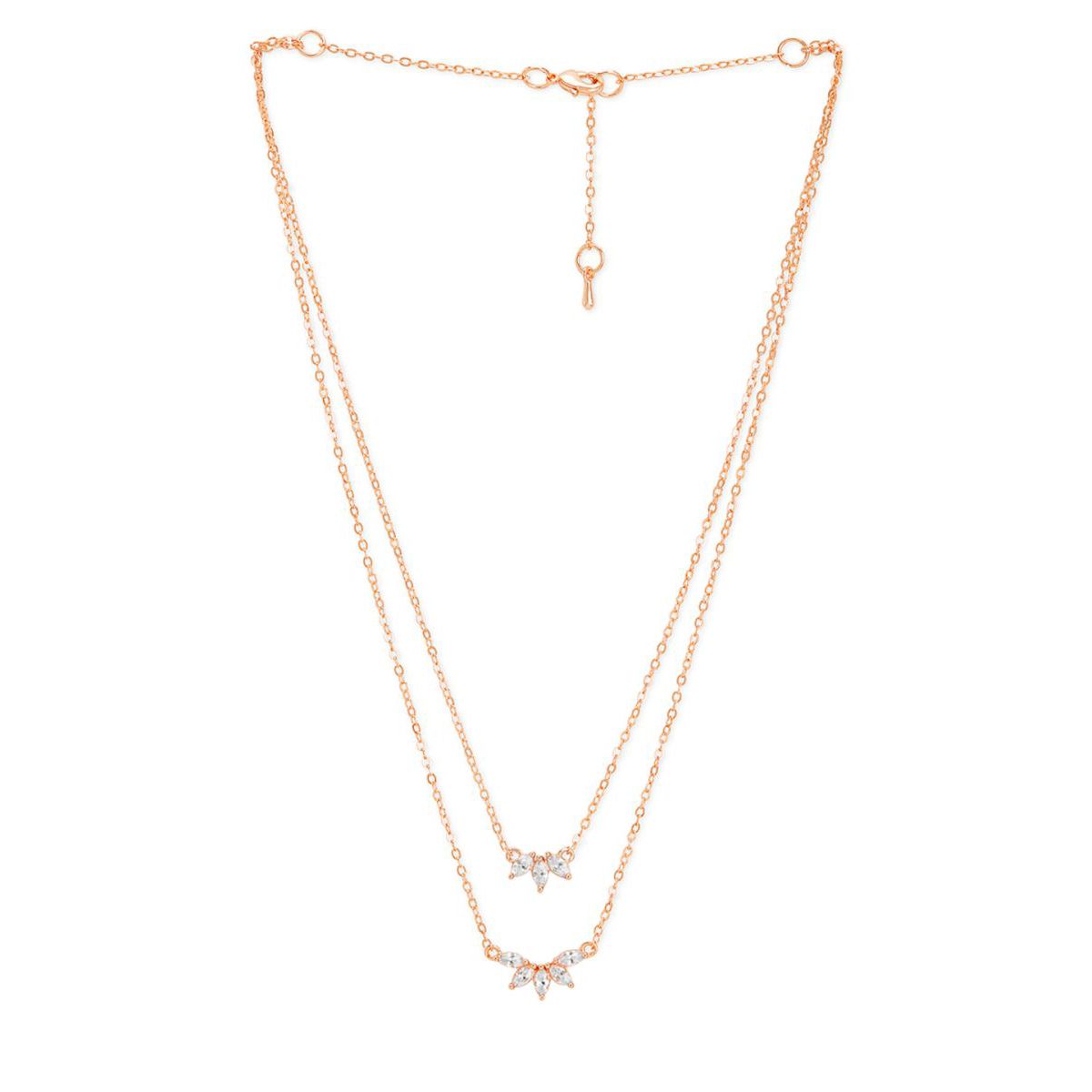 Copper Marquise Solitaires CZ Gold Link Chain Layer Necklace Bulk
