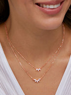 Copper Marquise Solitaires CZ Gold Link Chain Layer Necklace Bulk