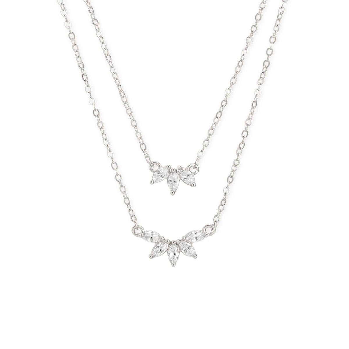 Copper Marquise Solitaires CZ Gold Link Chain Layer Necklace Bulk