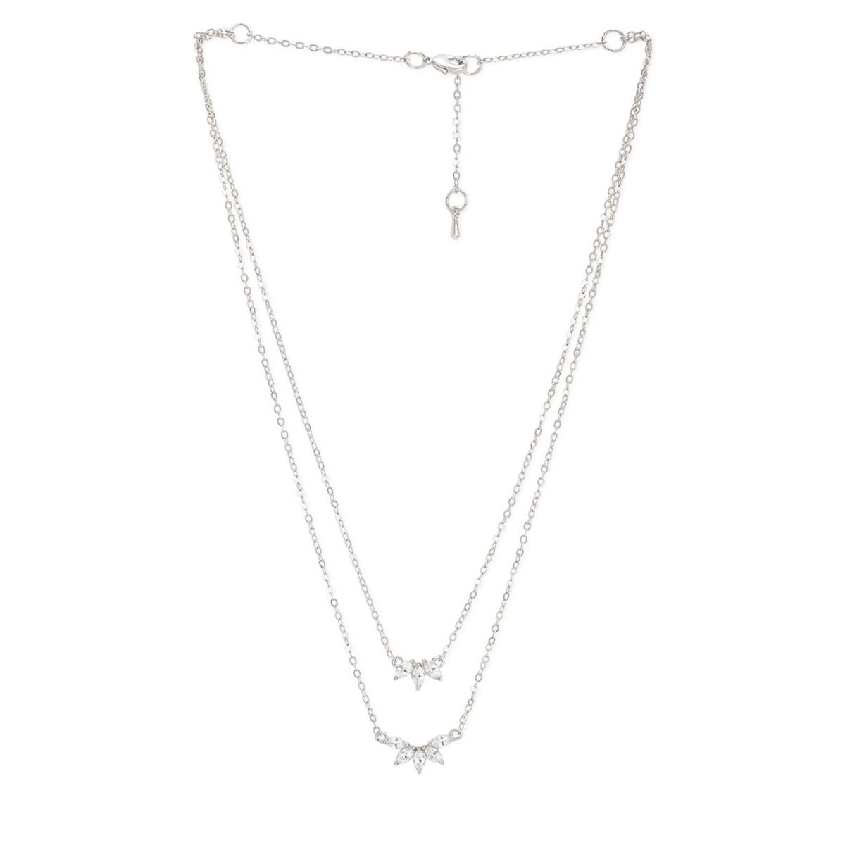 Copper Marquise Solitaires CZ Gold Link Chain Layer Necklace Bulk