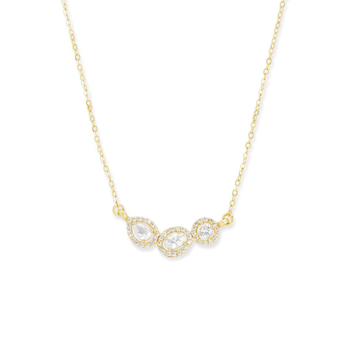 Oval Pear Cut Solitaires CZ Gold Link Pendant Chain Necklace Bulk