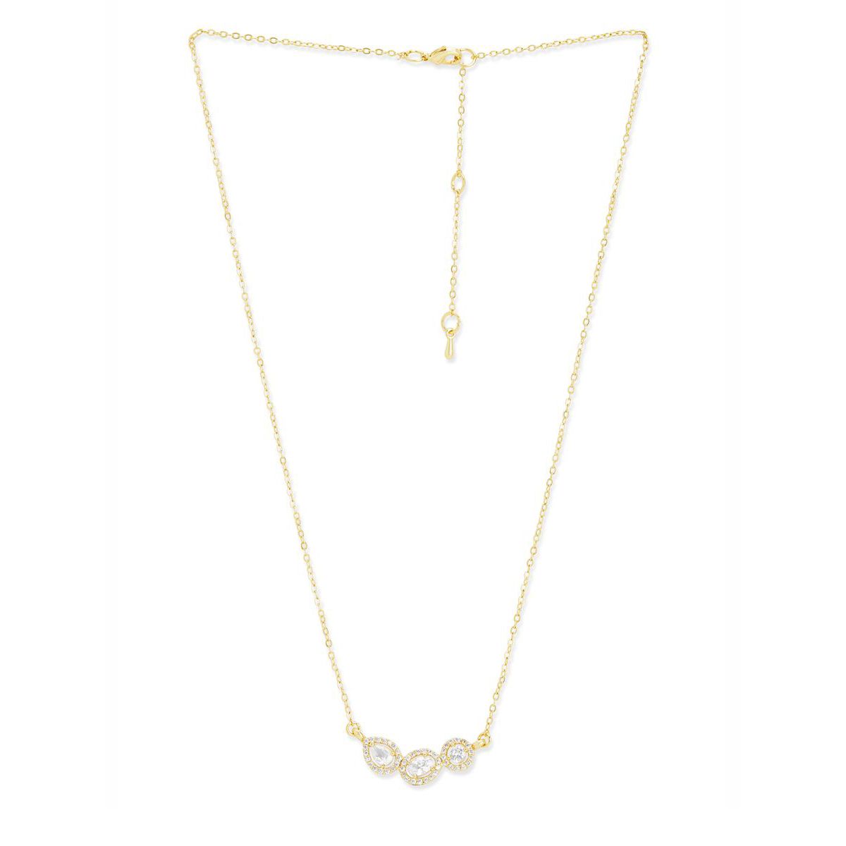 Oval Pear Cut Solitaires CZ Gold Link Pendant Chain Necklace Bulk