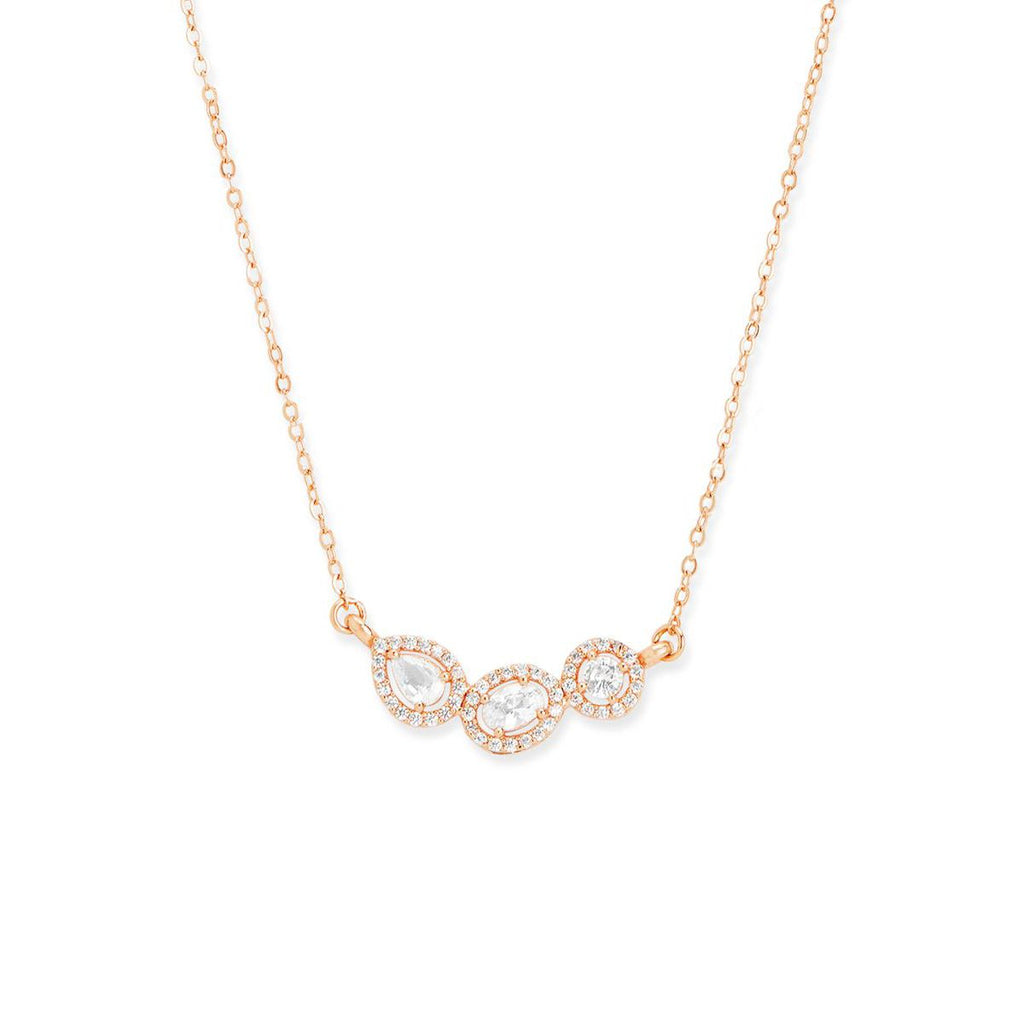 Oval Pear Cut Solitaires CZ Gold Link Pendant Chain Necklace Bulk