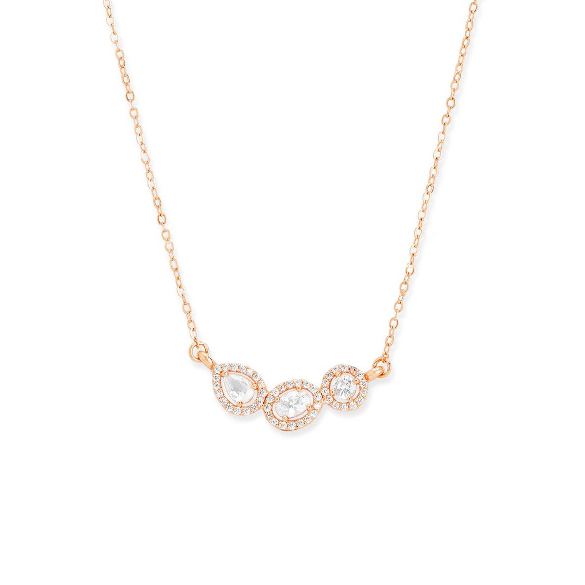 Oval Pear Cut Solitaires CZ Gold Link Pendant Chain Necklace Bulk