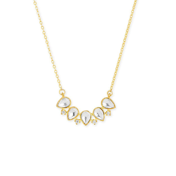 Copper Kundan Drop CZ Gold Link Pendant Chain Necklace Bulk Secondary image