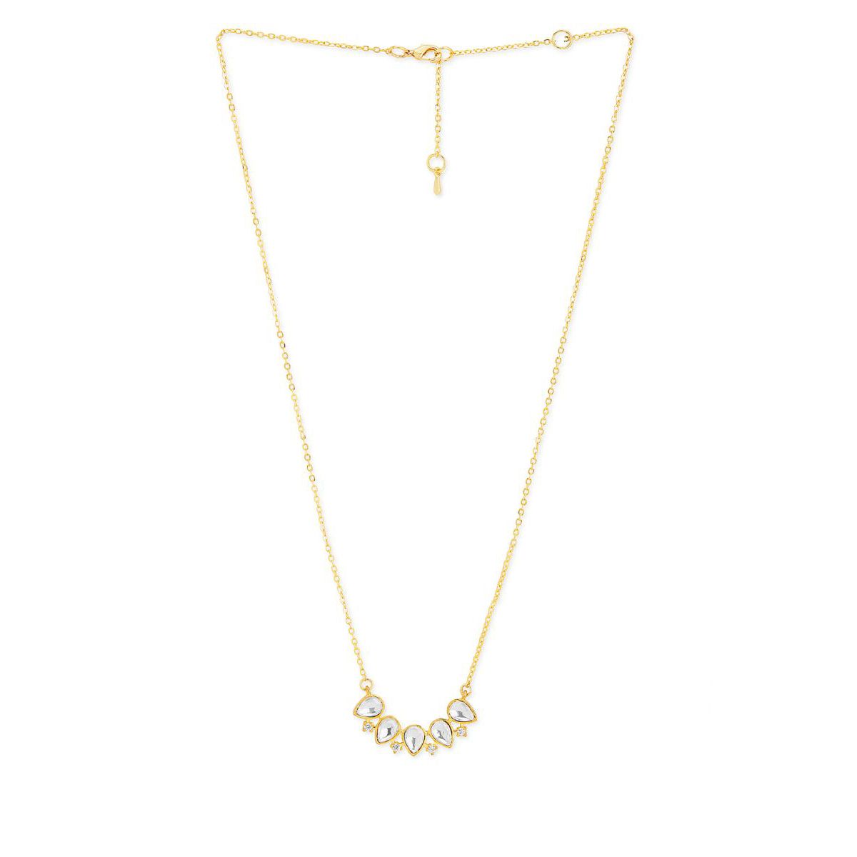 Copper Kundan Drop CZ Gold Link Pendant Chain Necklace Bulk