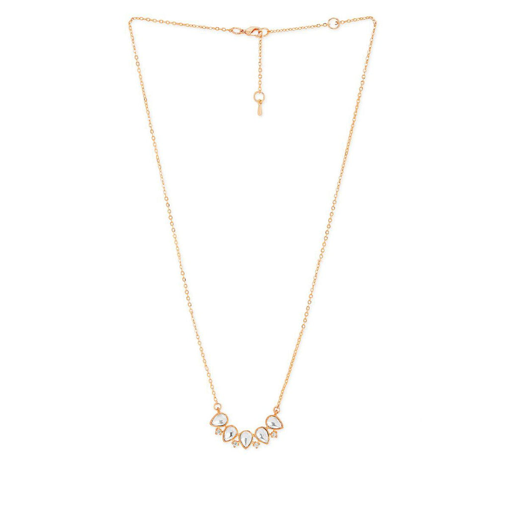 Copper Kundan Drop CZ Gold Link Pendant Chain Necklace Bulk