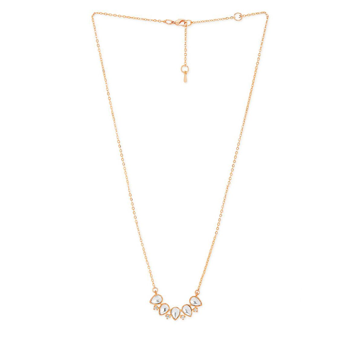 Copper Kundan Drop CZ Gold Link Pendant Chain Necklace Bulk