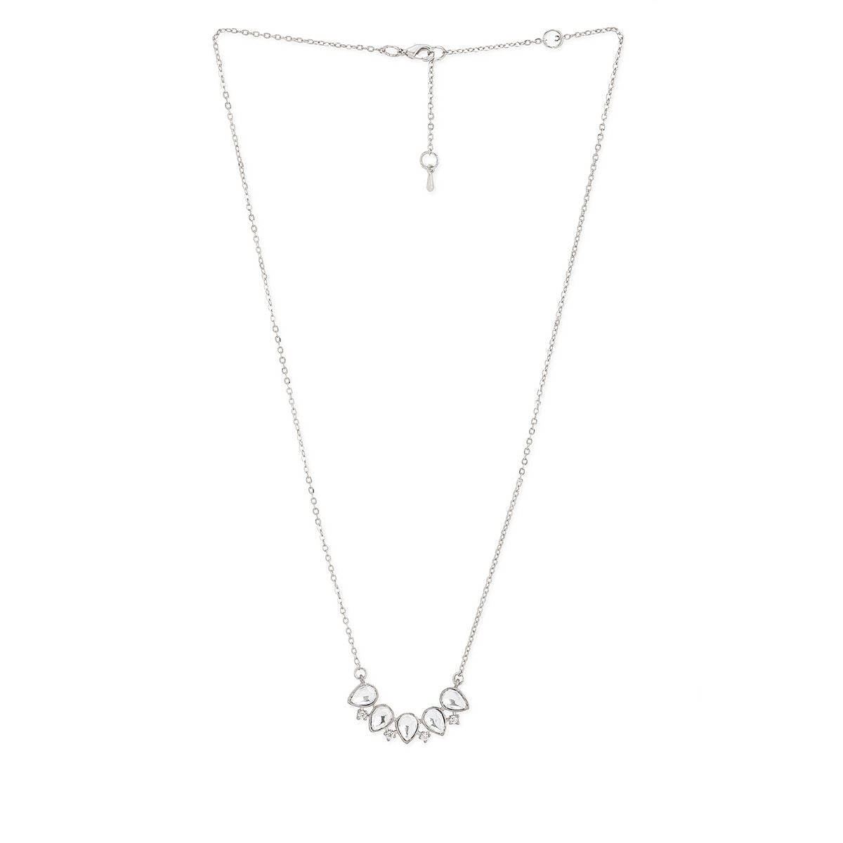 Copper Kundan Drop CZ Gold Link Pendant Chain Necklace Bulk