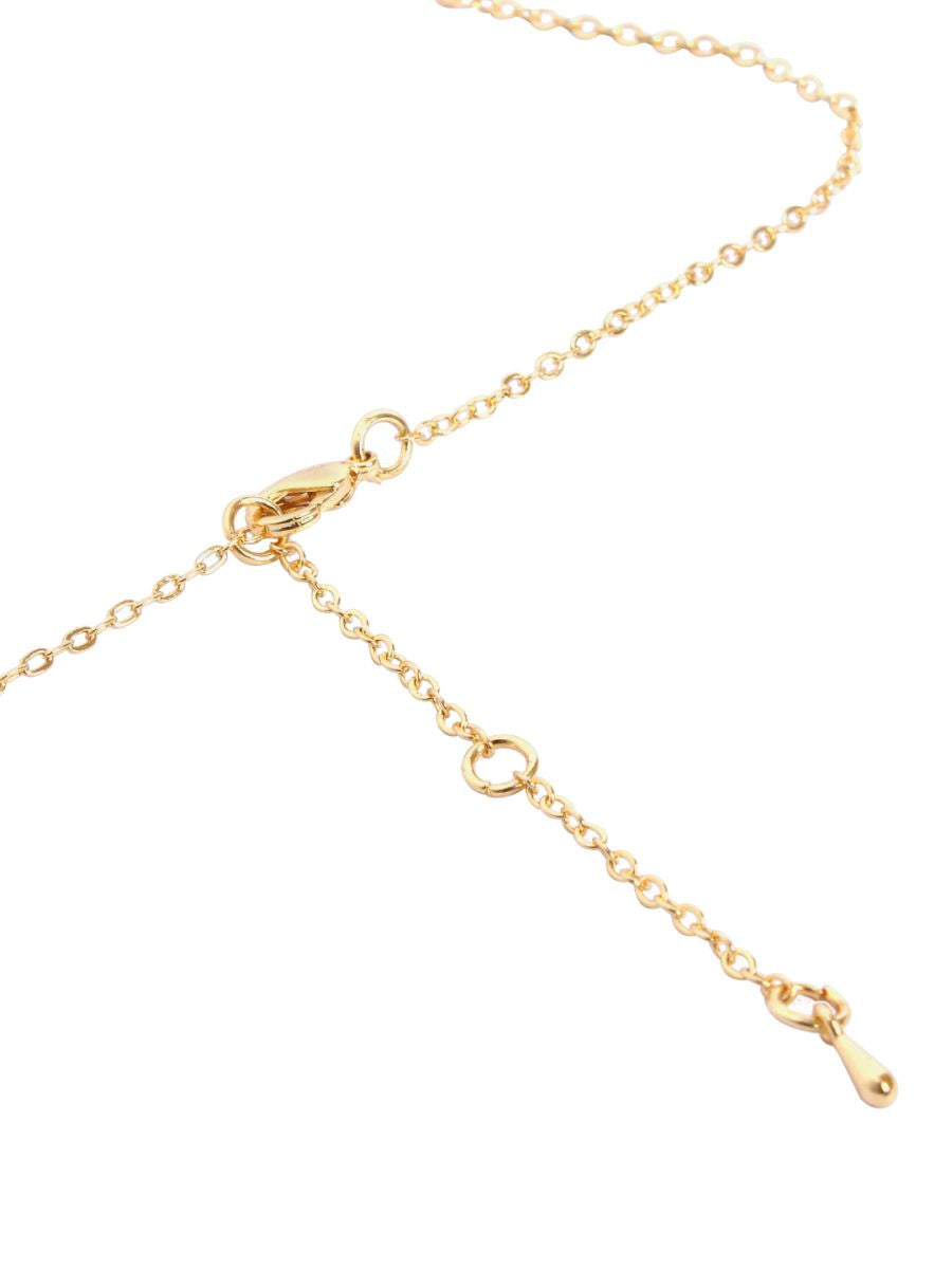 Copper Flower Kundan CZ Gold Link Pendant Chain Necklace Bulk