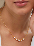 Copper Oval Kundan CZ Gold Link Pendant Chain Necklace Bulk