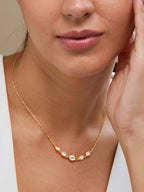 Copper Oval Kundan CZ Gold Link Pendant Chain Necklace Bulk