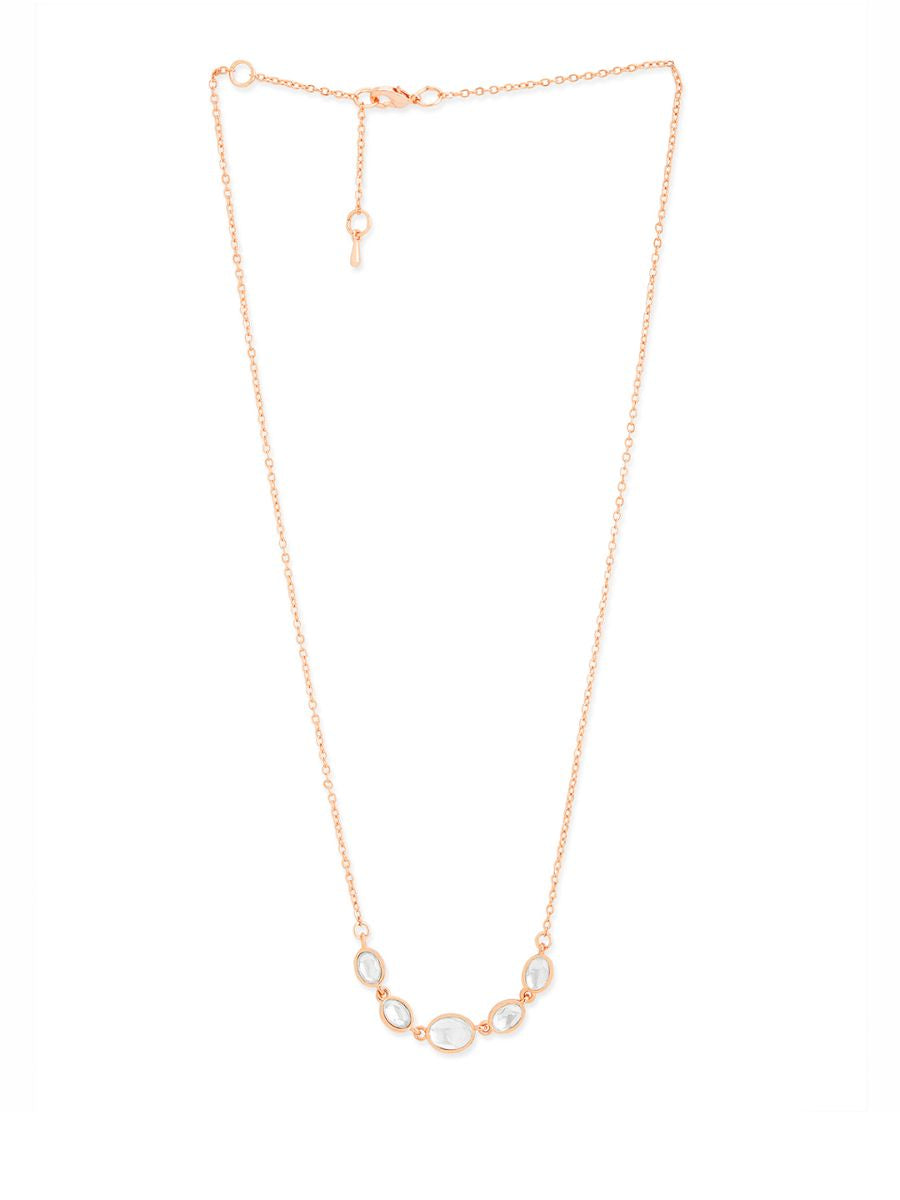 Copper Oval Kundan CZ Gold Link Pendant Chain Necklace Bulk