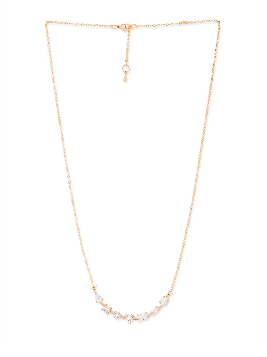 Seven Geometric Shape Of Solitaires CZ Gold Link Chain Necklace Bulk