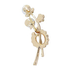 Flower Leaf Ad Cz Crystal Pearl Rose Pink Gold Brooch Badge Pin Needle