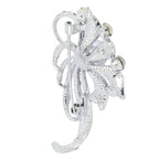 Flower Bouquet Ad Cz Crystal Pearl Silver Brooch Badge Pin Needle