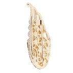 Paisley Leaf Cz Crystal Pearl Rose Pink Gold Brooch Badge Pin Needle