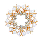 Star Flower Ad Cz Crystal Pearl Rose Pink Gold Brooch Badge Pin Needle