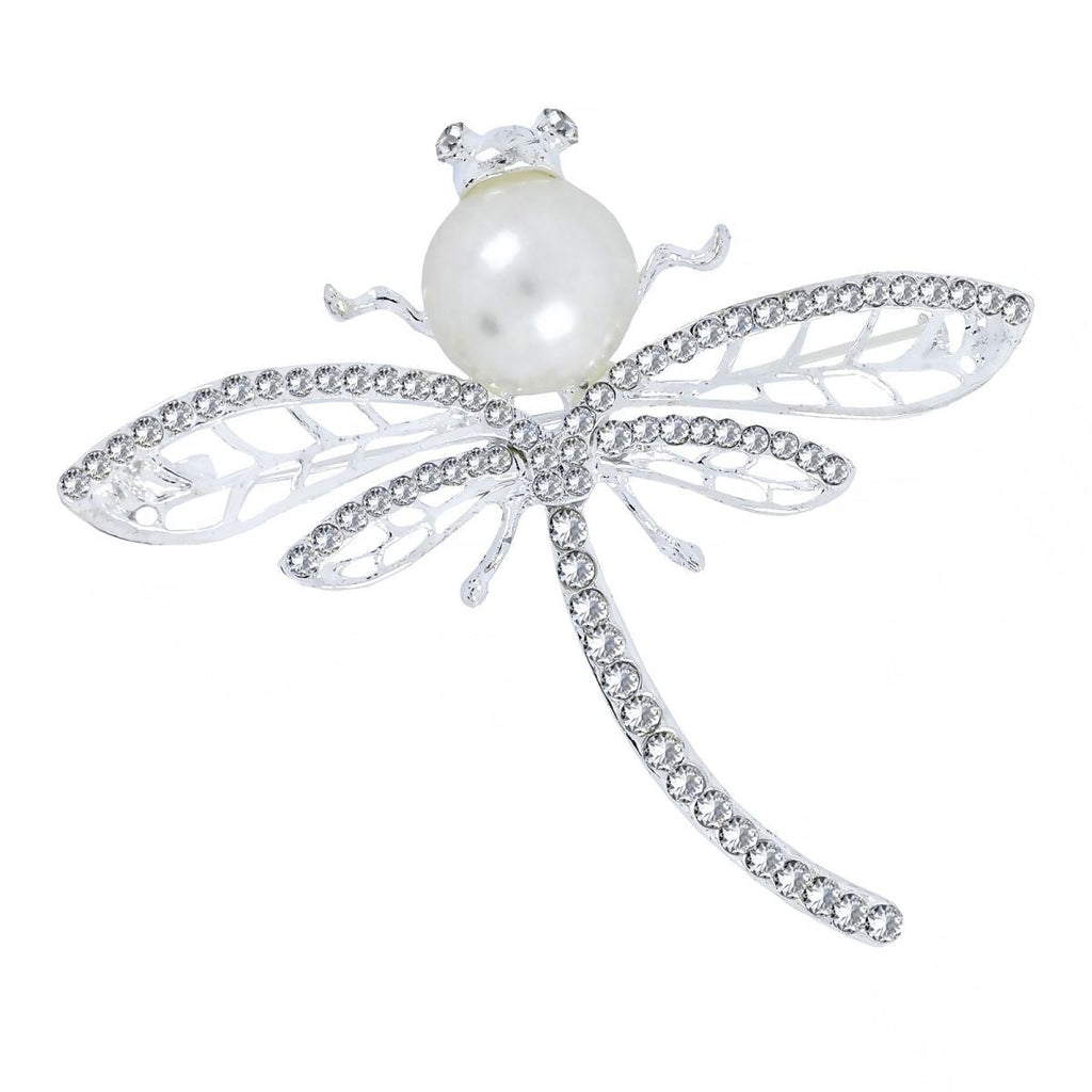 Butterfly Ad CZ Crystal Pearl Silver Brooch Badge Pin Needle Bulk
