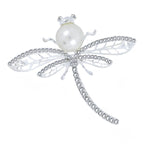 Butterfly Ad CZ Crystal Pearl Silver Brooch Badge Pin Needle Bulk
