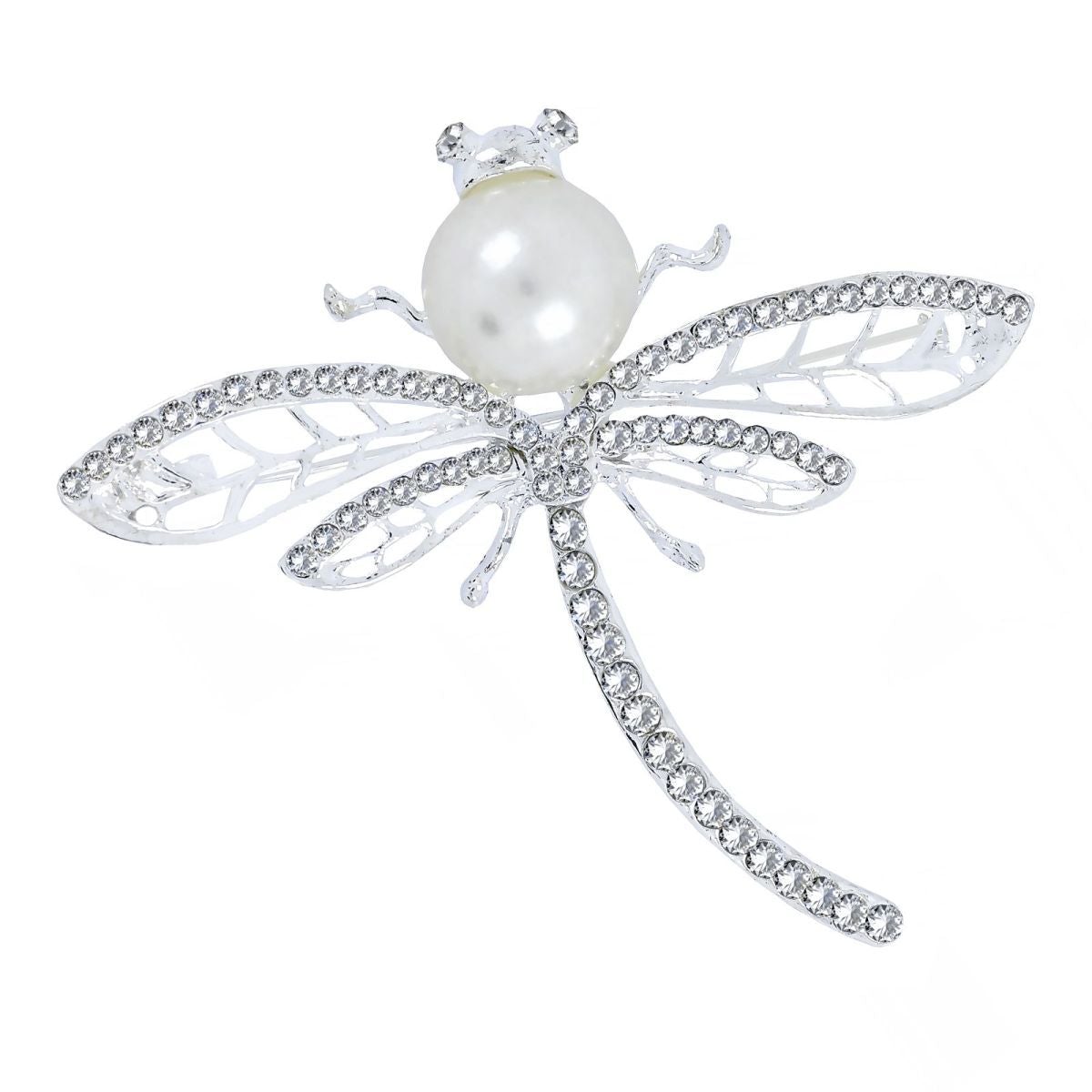 Butterfly Ad CZ Crystal Pearl Silver Brooch Badge Pin Needle Bulk