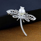 Butterfly Ad CZ Crystal Pearl Silver Brooch Badge Pin Needle Bulk