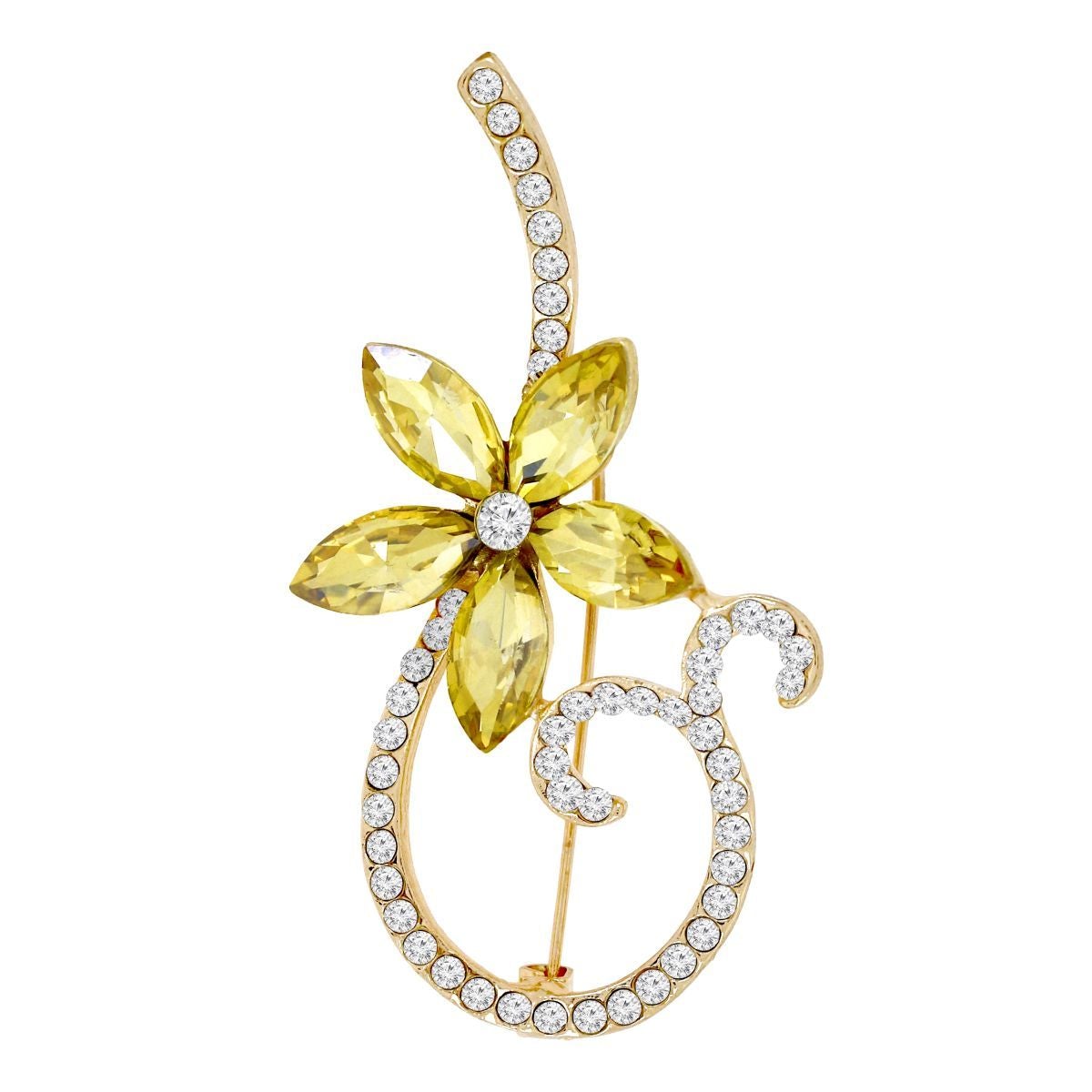 Stylish Flower Cz Crystal Rose Gold Brass Brooch Badge Pin Needle Secondary image