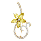 Stylish Flower Cz Crystal Rose Gold Brass Brooch Badge Pin Needle