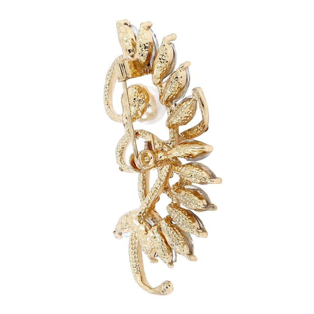 Flower Bouquet CZ Pearl Rose Gold Brass Brooch Badge Pin Needle Bulk