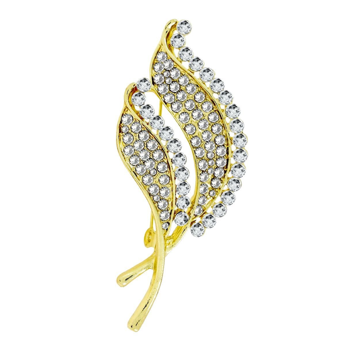 Stylish Cubic Zirconia CZ Gold Brass Brooch Badge Pin Needle Bulk Secondary image
