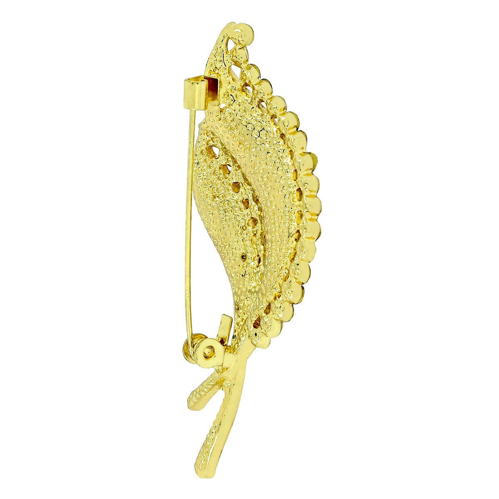 Stylish Cubic Zirconia CZ Gold Brass Brooch Badge Pin Needle Bulk